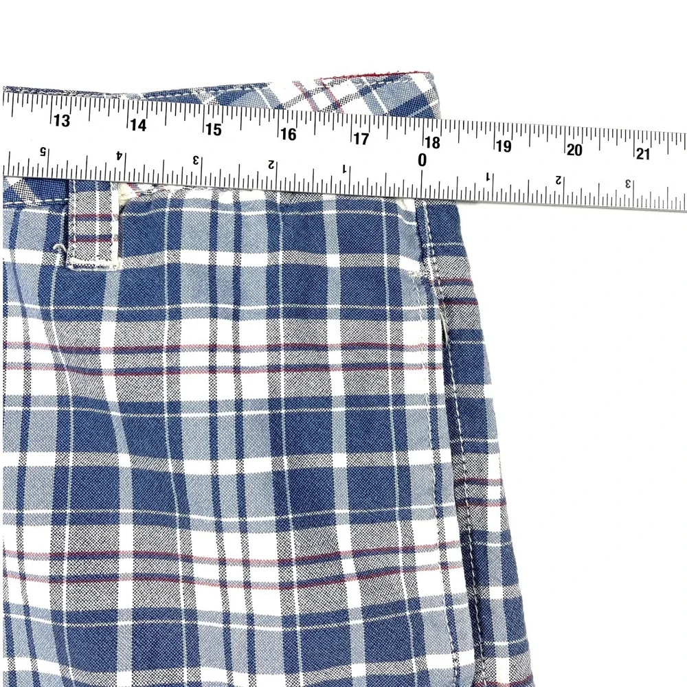 Tailor Vintage Mens Blue Plaid Shorts 36 Connecticut Originals Cotton Chino EUC